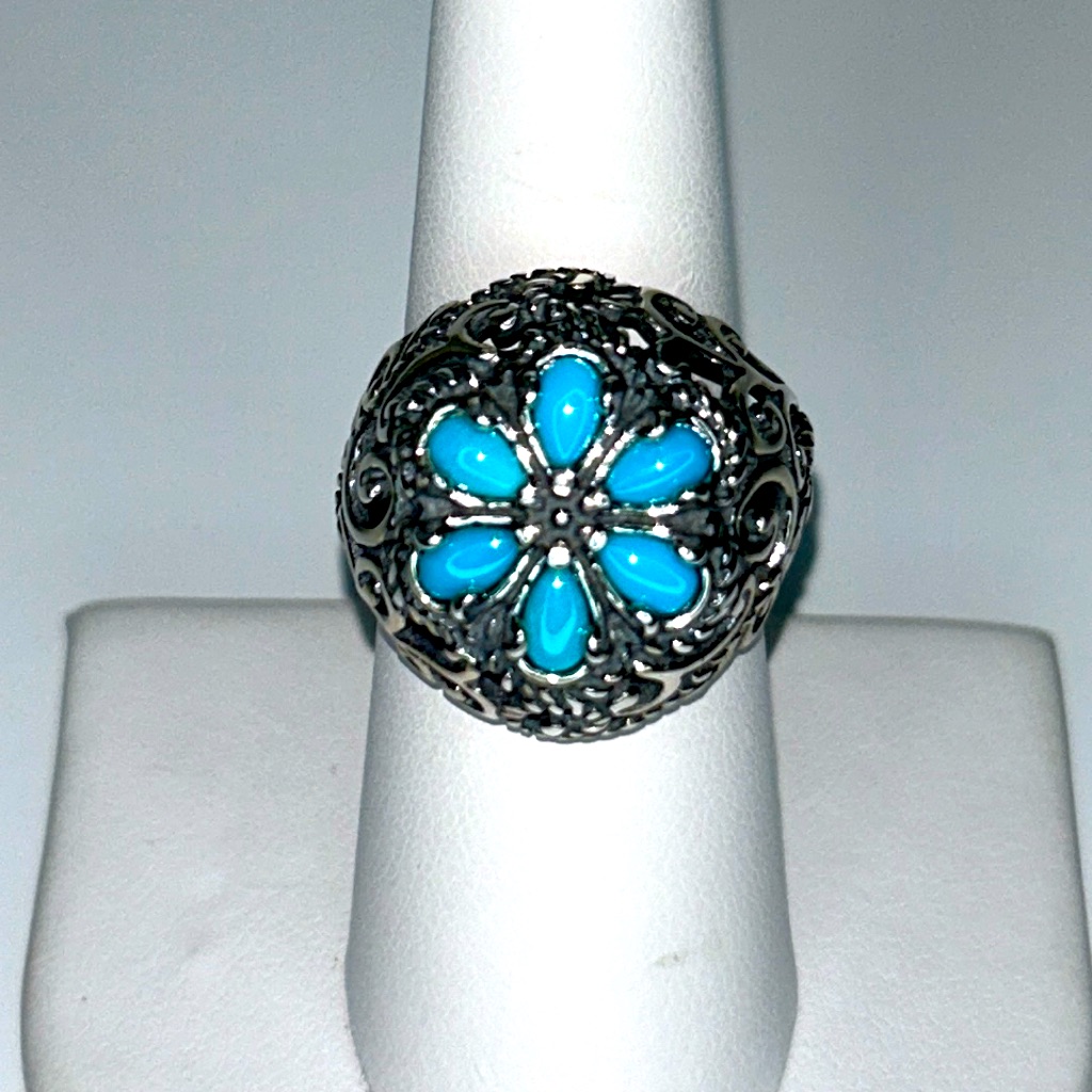 Nwot Carolyn Pollack Sterling Silver Sleeping Beauty Turquoise Ring Bohemian